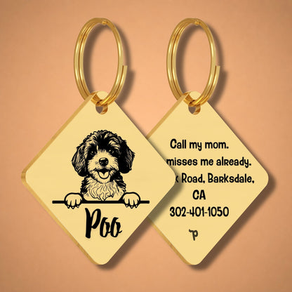 Breed Dog Tag - Cavapoo Unique Dog Tag with Peek-a-Boo Portrait