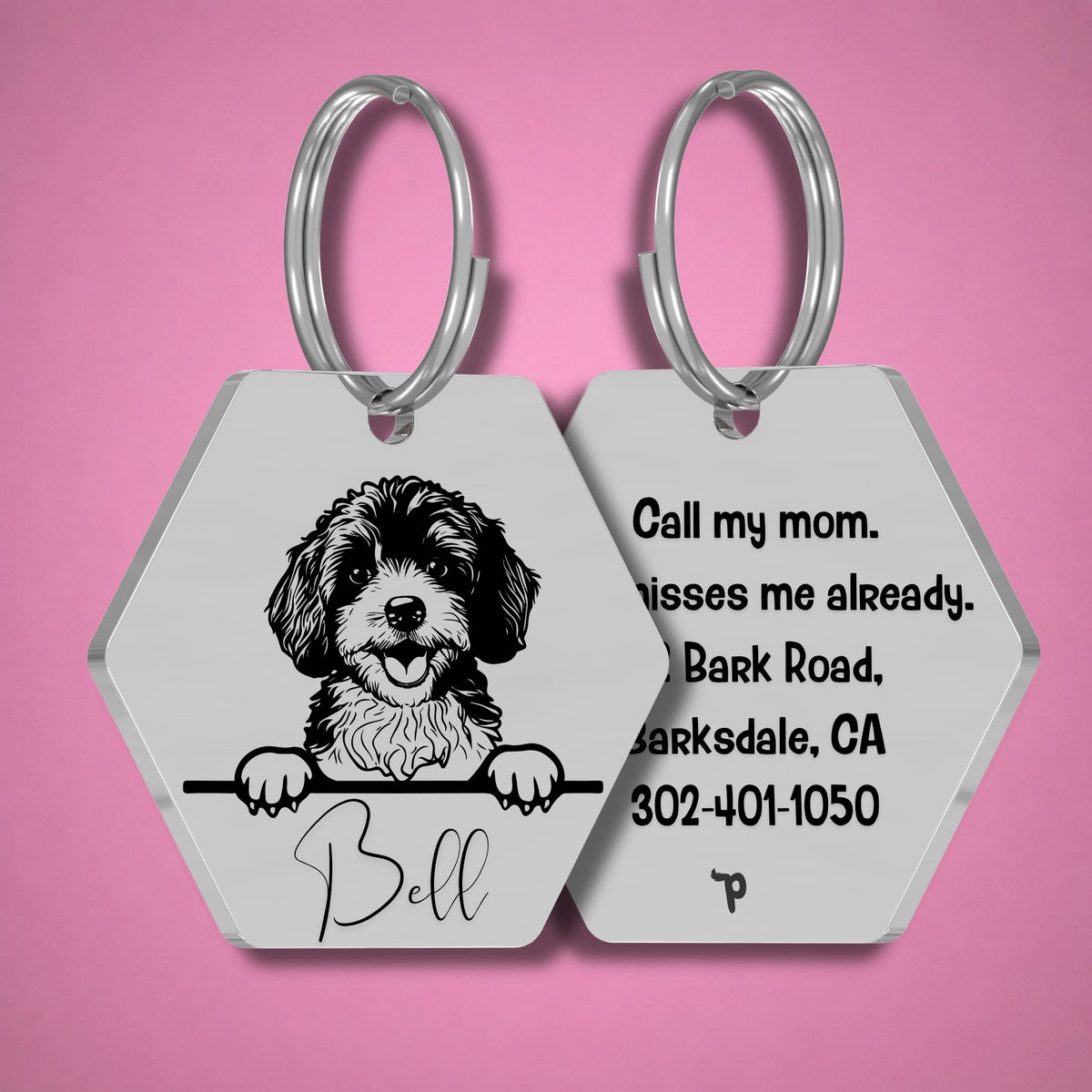 Breed Dog Tag - Cavapoo Unique Dog Tag with Peek-a-Boo Portrait