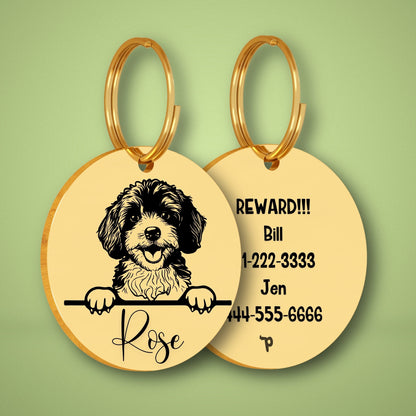 Breed Dog Tag - Cavapoo Unique Dog Tag with Peek-a-Boo Portrait