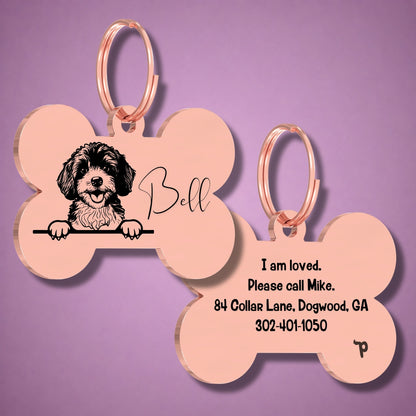 Breed Dog Tag - Cavapoo Unique Dog Tag with Peek-a-Boo Portrait