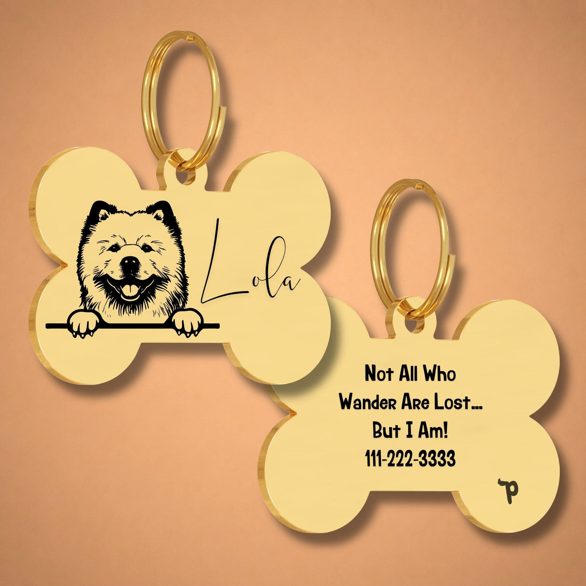 Breed Dog Tag - Chow Chow Unique Dog Tag with Peek-a-Boo Portrait