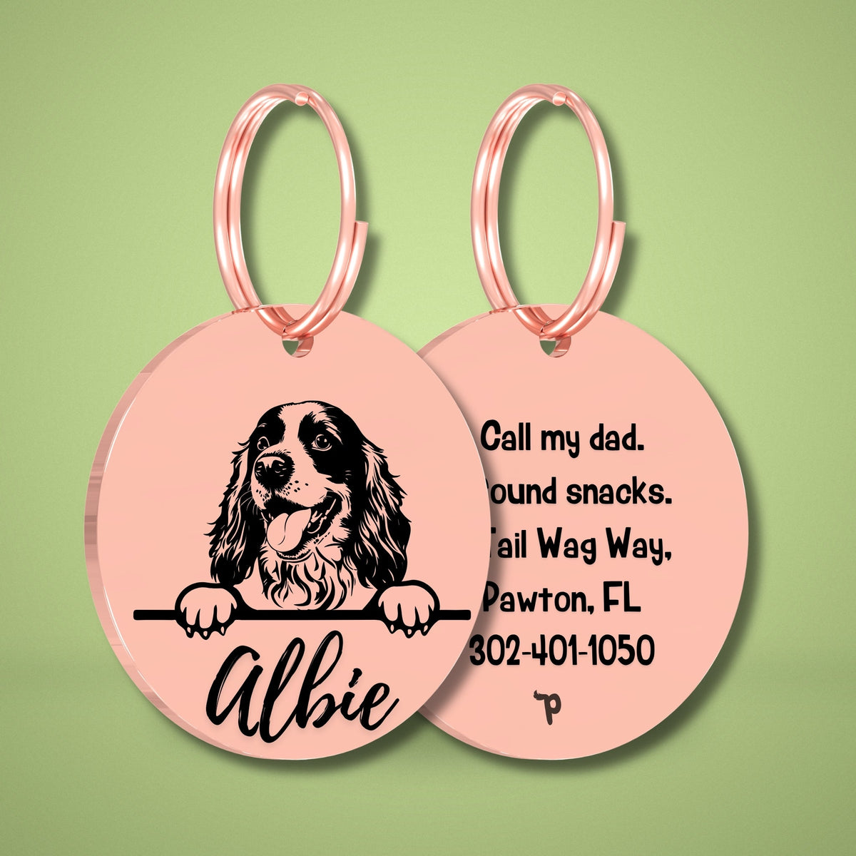 Breed Dog Tag - Cocker Spaniel Unique Dog Tag with Peek-a-Boo Portrait