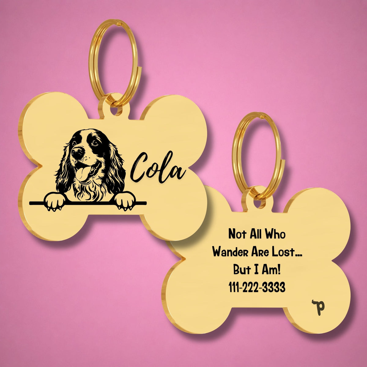 Breed Dog Tag - Cocker Spaniel Unique Dog Tag with Peek-a-Boo Portrait