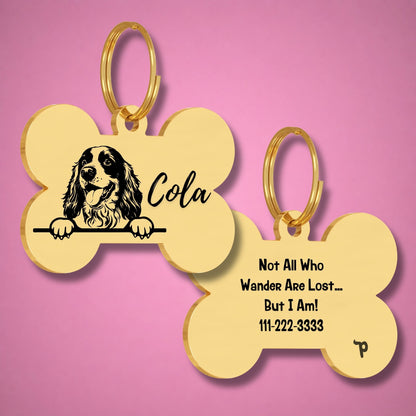 Breed Dog Tag - Cocker Spaniel Unique Dog Tag with Peek-a-Boo Portrait