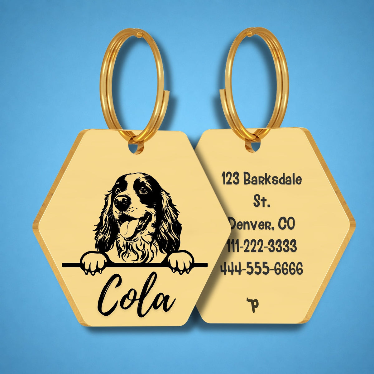 Breed Dog Tag - Cocker Spaniel Unique Dog Tag with Peek-a-Boo Portrait