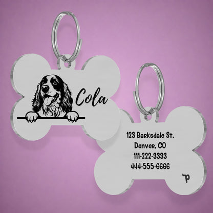 Breed Dog Tag - Cocker Spaniel Unique Dog Tag with Peek-a-Boo Portrait