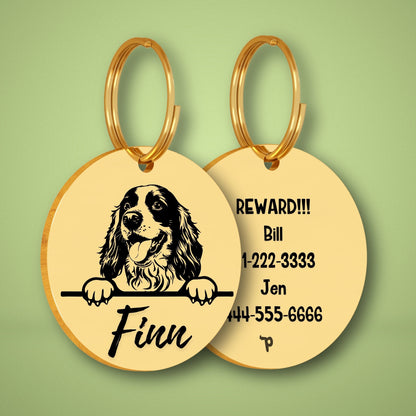 Breed Dog Tag - Cocker Spaniel Unique Dog Tag with Peek-a-Boo Portrait