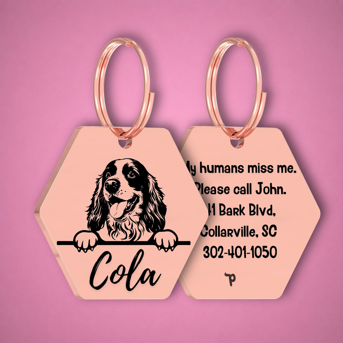 Breed Dog Tag - Cocker Spaniel Unique Dog Tag with Peek-a-Boo Portrait