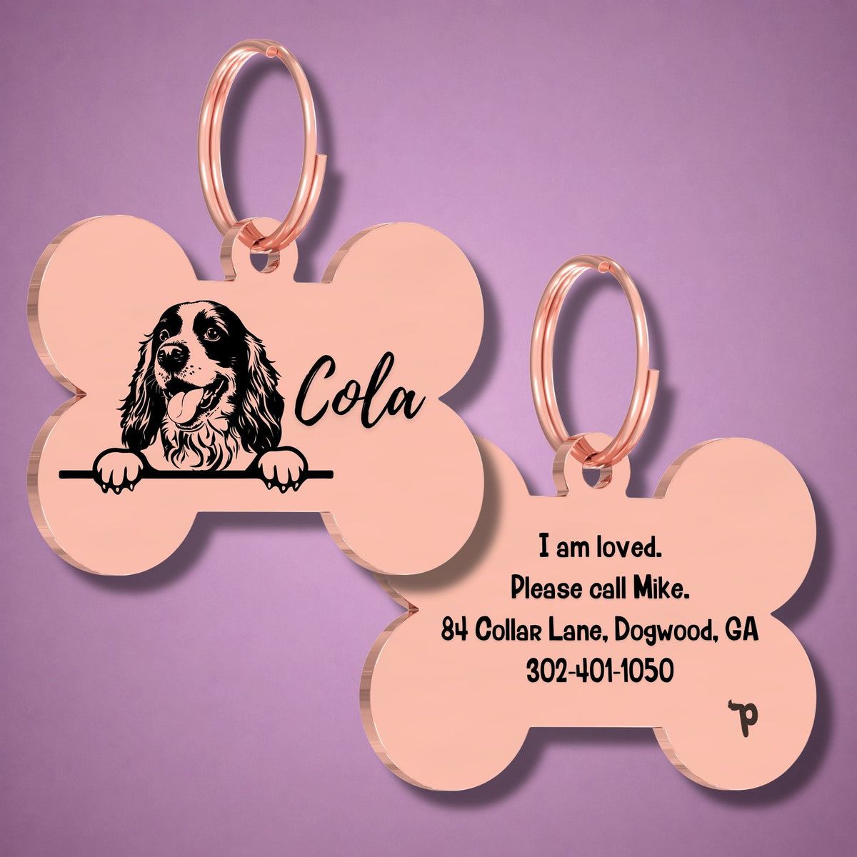 Breed Dog Tag - Cocker Spaniel Unique Dog Tag with Peek-a-Boo Portrait