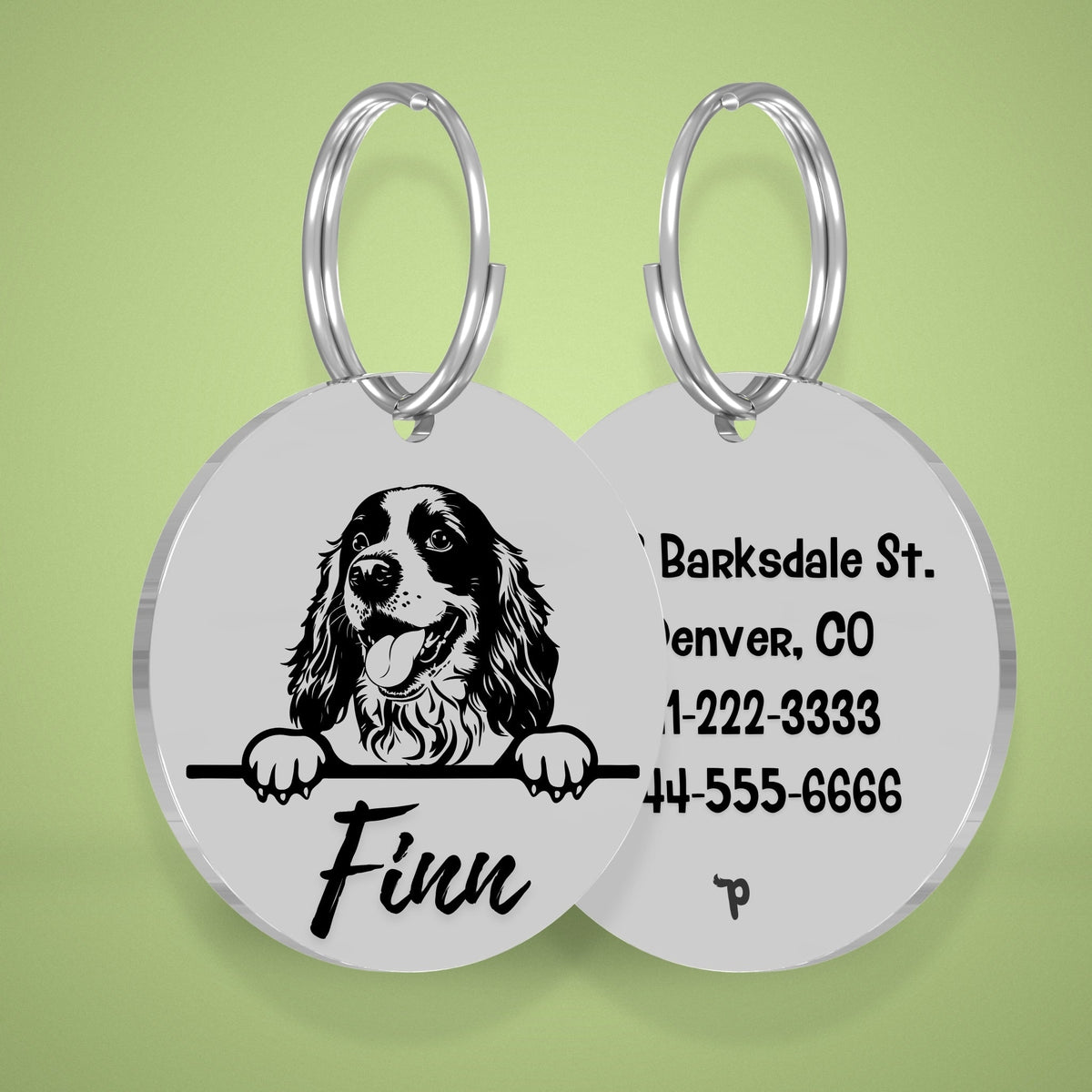 Breed Dog Tag - Cocker Spaniel Unique Dog Tag with Peek-a-Boo Portrait