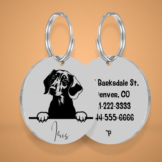 Breed Dog Tag - Dachshund Unique Dog Tag with Peek-a-Boo Portrait