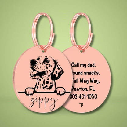 Breed Dog Tag - Dalmatian Unique Dog Tag with Peek-a-Boo Portrait