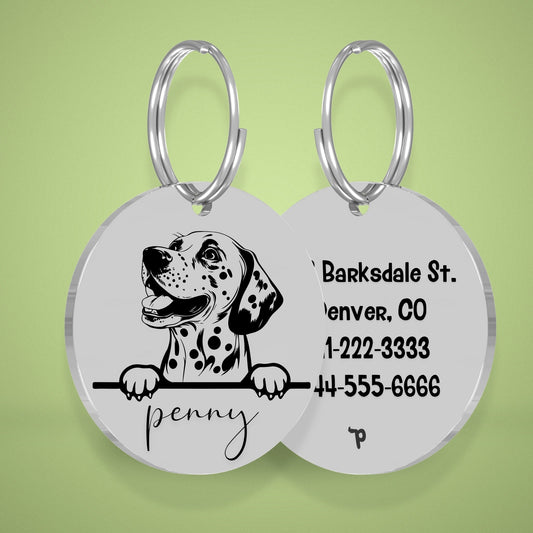 Breed Dog Tag - Dalmatian Unique Dog Tag with Peek-a-Boo Portrait