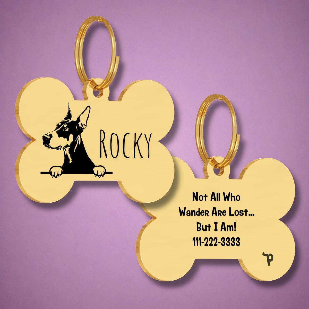 Breed Dog Tag - Dobermann Unique Dog Tag with Peek-a-Boo Portrait