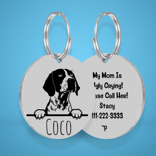 Breed Dog Tag - German Shorthair Unique Dog Tag with Peek-a-Boo Portrait