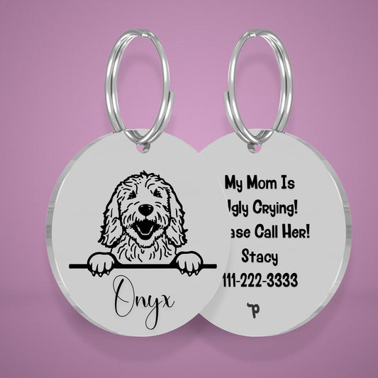 Breed Dog Tag - Goldendoodle Unique Dog Tag with Peek-a-Boo Portrait