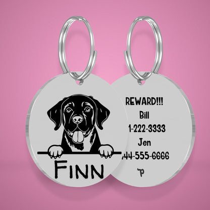 Breed Dog Tag - Labrador Retriever Unique Dog Tag with Peek-a-Boo Portrait