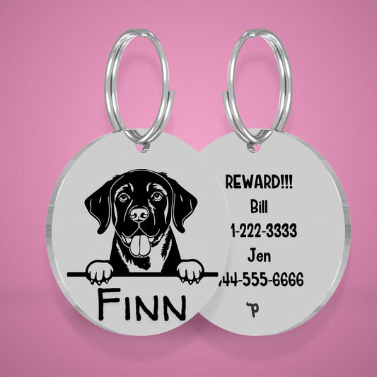 Breed Dog Tag - Labrador Retriever Unique Dog Tag with Peek-a-Boo Portrait