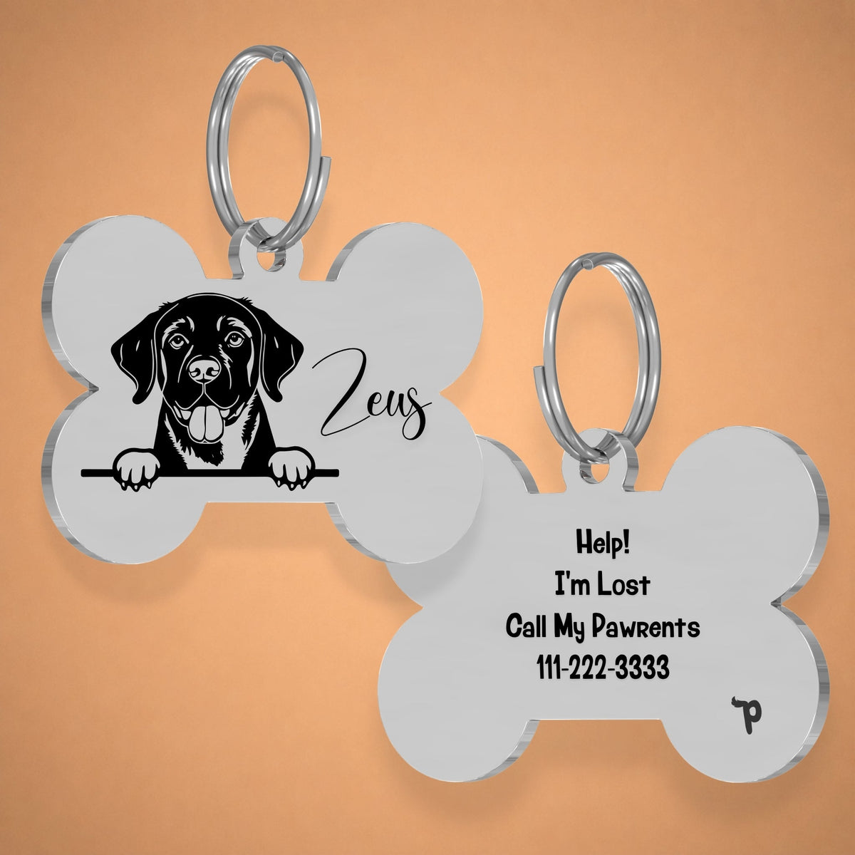 Breed Dog Tag - Labrador Retriever Unique Dog Tag with Peek-a-Boo Portrait