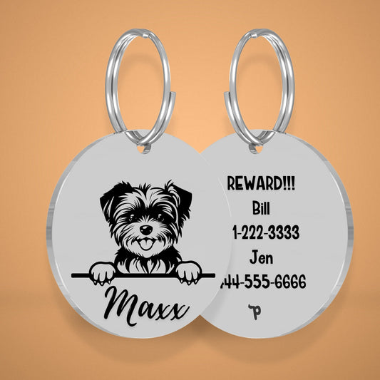 Breed Dog Tag - Morkie Unique Dog Tag with Peek-a-Boo Portrait