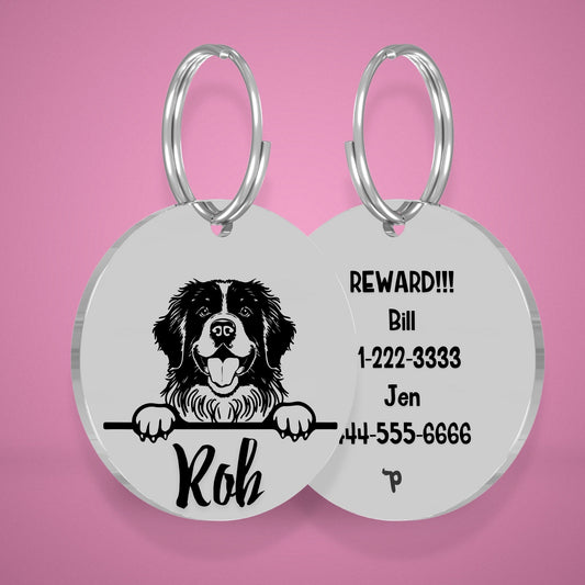 Breed Dog Tag - Newfoundland Unique Dog Tag with Peek-a-Boo Portrait