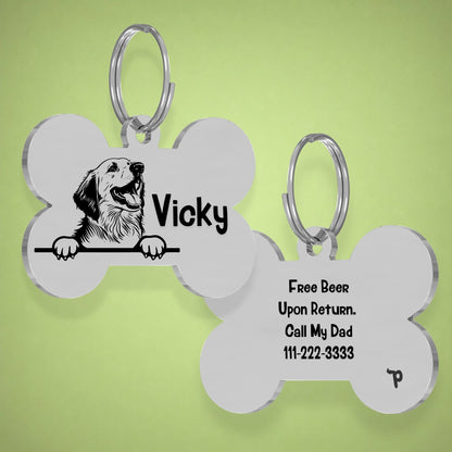 Breed Dog Tag - Pyrenees Unique Dog Tag with Peek-a-Boo Portrait