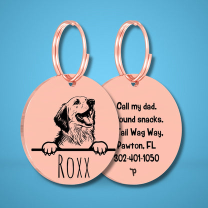 Breed Dog Tag - Pyrenees Unique Dog Tag with Peek-a-Boo Portrait