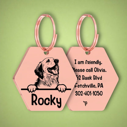 Breed Dog Tag - Pyrenees Unique Dog Tag with Peek-a-Boo Portrait
