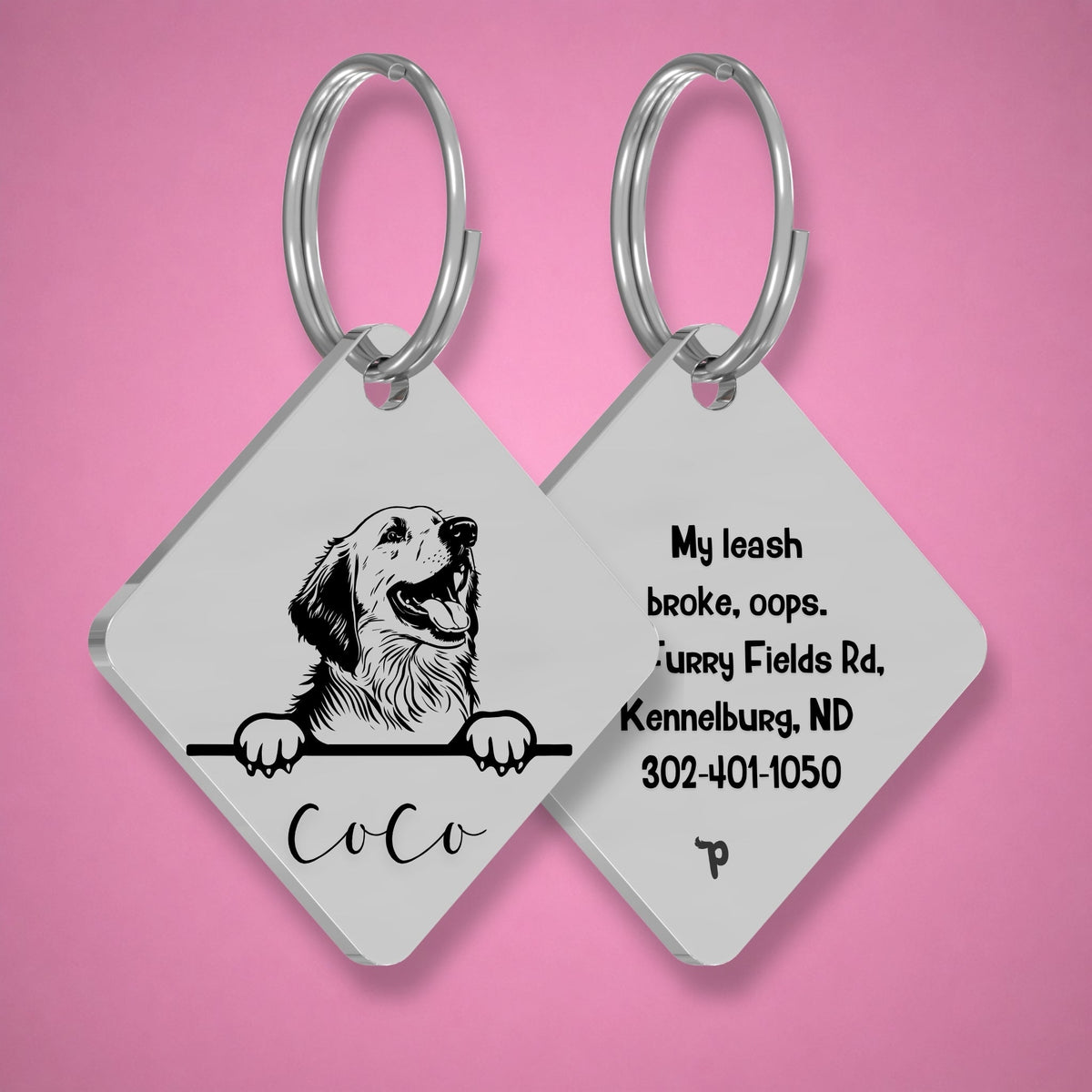 Breed Dog Tag - Pyrenees Unique Dog Tag with Peek-a-Boo Portrait
