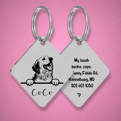 Breed Dog Tag - Pyrenees Unique Dog Tag with Peek-a-Boo Portrait