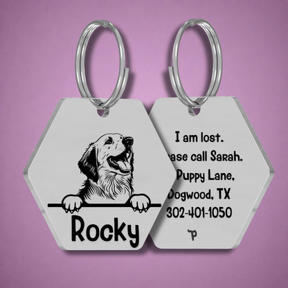 Breed Dog Tag - Pyrenees Unique Dog Tag with Peek-a-Boo Portrait
