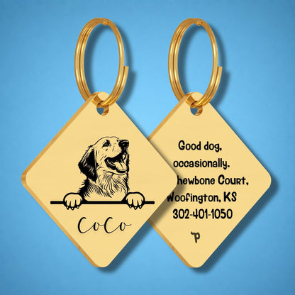 Breed Dog Tag - Pyrenees Unique Dog Tag with Peek-a-Boo Portrait