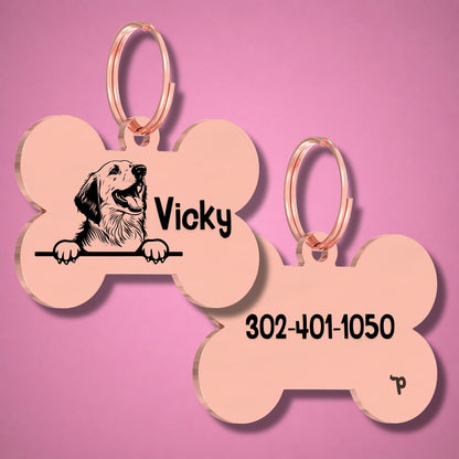 Breed Dog Tag - Pyrenees Unique Dog Tag with Peek-a-Boo Portrait