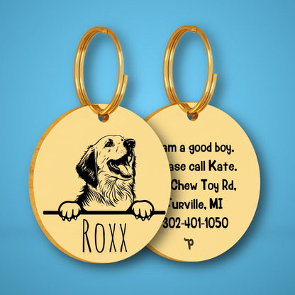 Breed Dog Tag - Pyrenees Unique Dog Tag with Peek-a-Boo Portrait