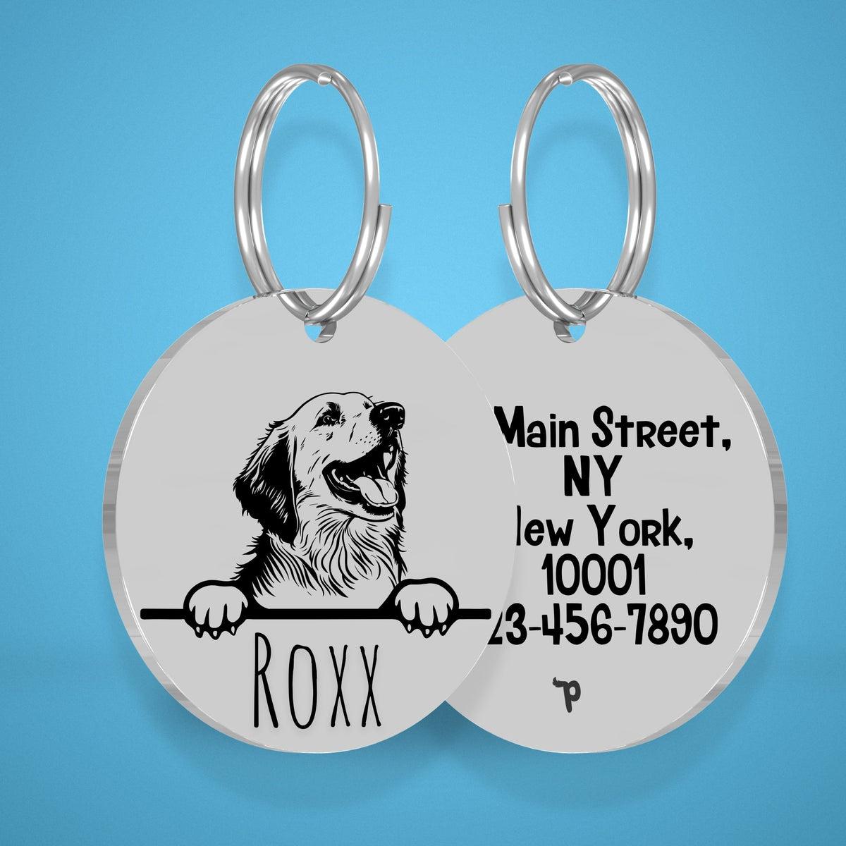 Breed Dog Tag - Pyrenees Unique Dog Tag with Peek-a-Boo Portrait