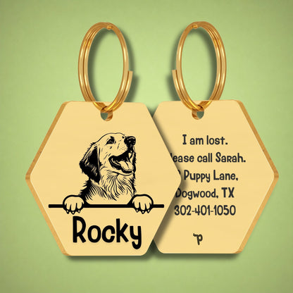 Breed Dog Tag - Pyrenees Unique Dog Tag with Peek-a-Boo Portrait
