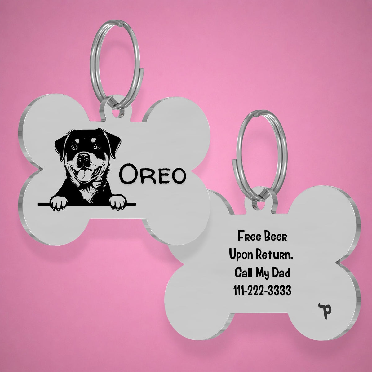 Breed Dog Tag - Rottweiler Unique Dog Tag with Peek-a-Boo Portrait