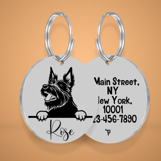 Breed Dog Tag - Scottish Terrier Unique Dog Tag with Peek-a-Boo Portrait