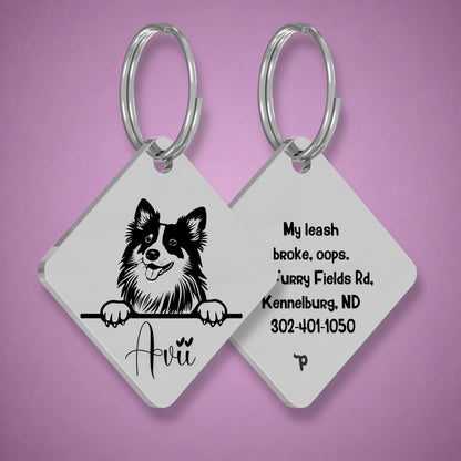 Breed Dog Tag - Shetland Sheepdog Unique Dog Tag with Peek-a-Boo Portrait