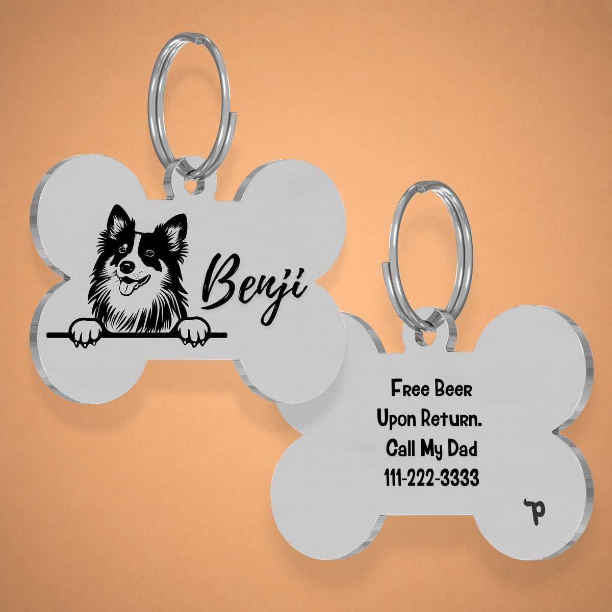Breed Dog Tag - Shetland Sheepdog Unique Dog Tag with Peek-a-Boo Portrait