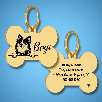 Breed Dog Tag - Shetland Sheepdog Unique Dog Tag with Peek-a-Boo Portrait