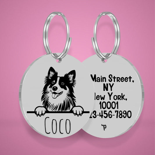 Breed Dog Tag - Shetland Sheepdog Unique Dog Tag with Peek-a-Boo Portrait