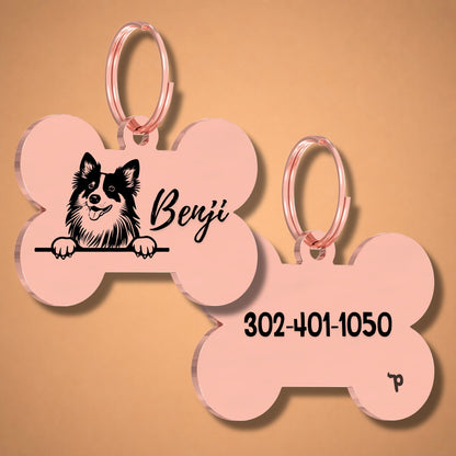Breed Dog Tag - Shetland Sheepdog Unique Dog Tag with Peek-a-Boo Portrait