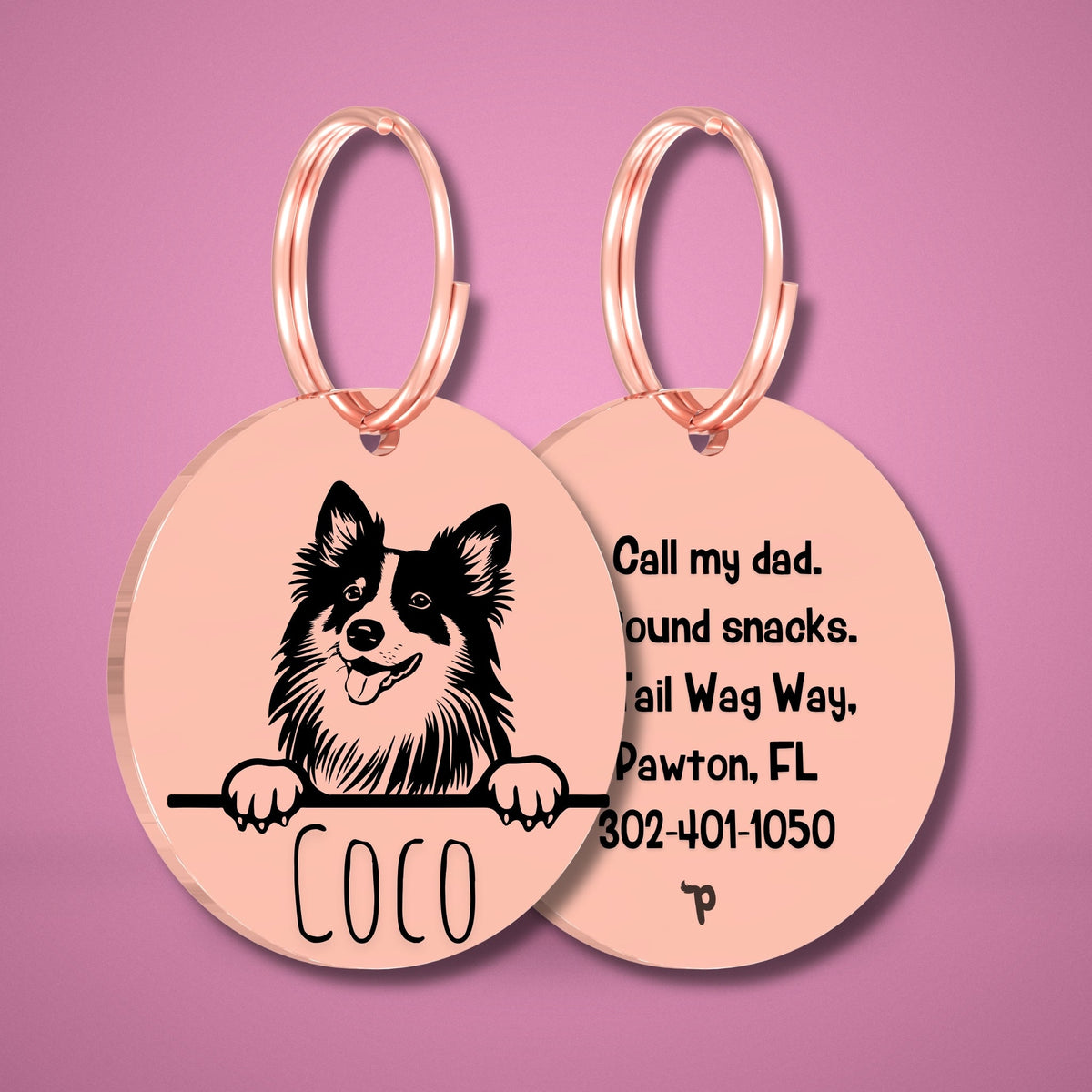Breed Dog Tag - Shetland Sheepdog Unique Dog Tag with Peek-a-Boo Portrait