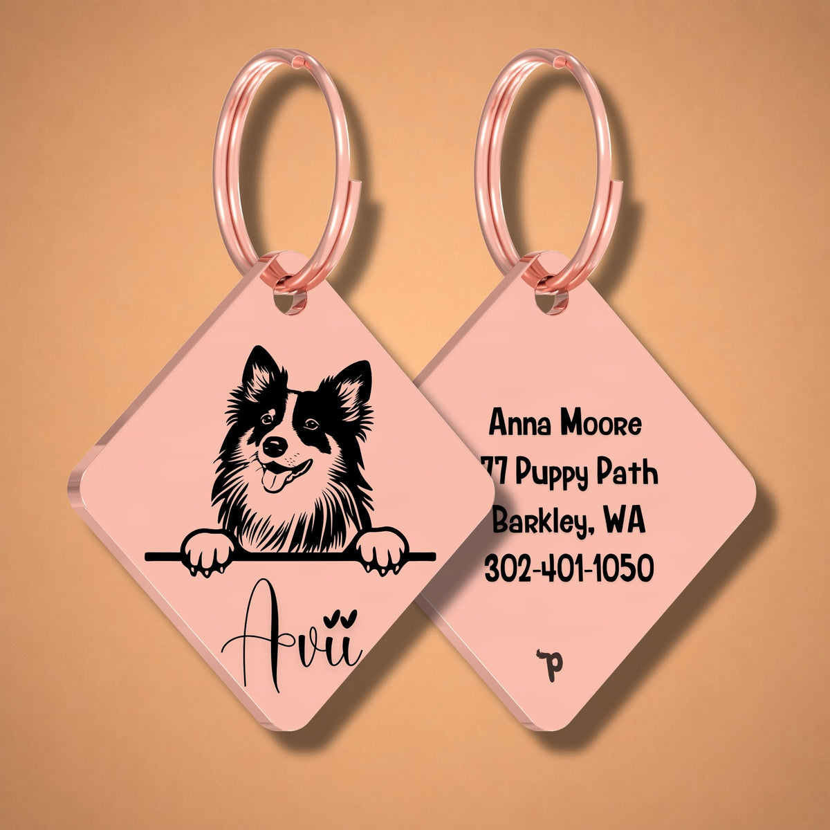 Breed Dog Tag - Shetland Sheepdog Unique Dog Tag with Peek-a-Boo Portrait