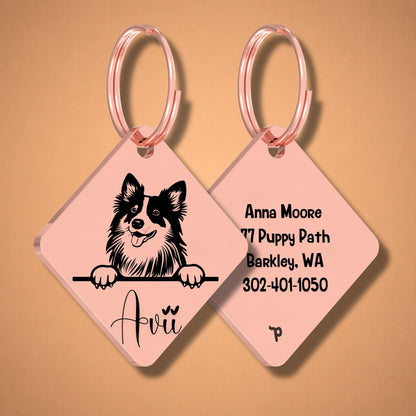 Breed Dog Tag - Shetland Sheepdog Unique Dog Tag with Peek-a-Boo Portrait