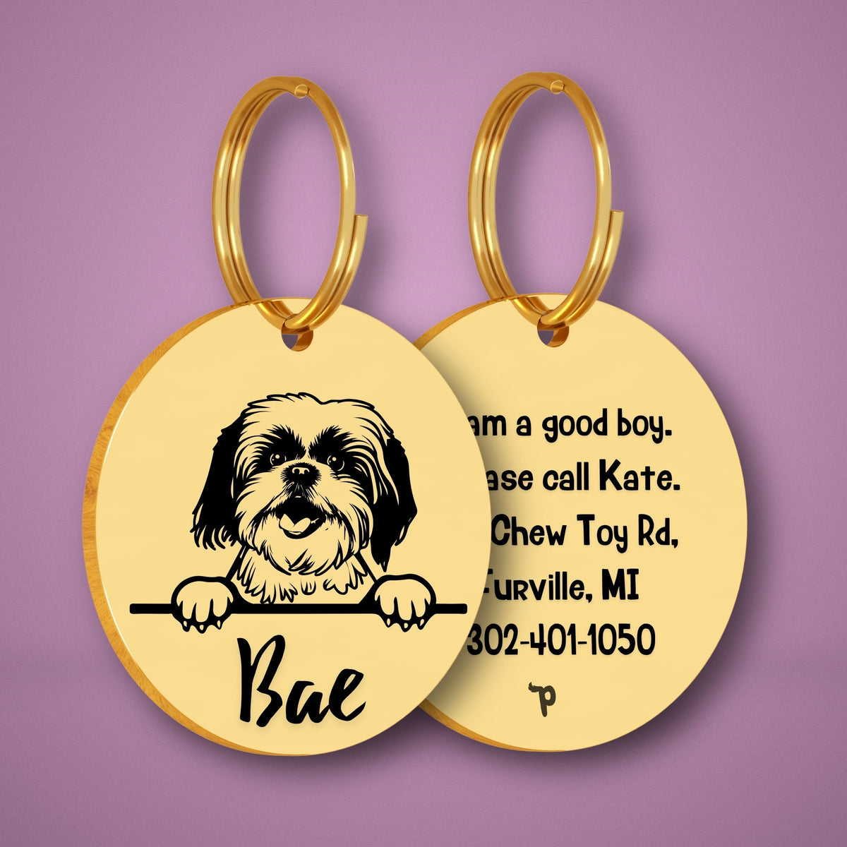Breed Dog Tag - Shiba Inu Unique Dog Tag with Peek-a-Boo Portrait