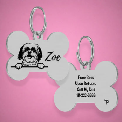 Breed Dog Tag - Shiba Inu Unique Dog Tag with Peek-a-Boo Portrait
