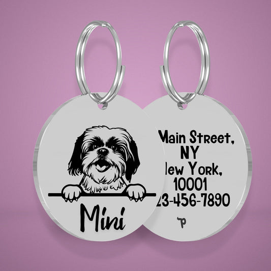 Breed Dog Tag - Shiba Inu Unique Dog Tag with Peek-a-Boo Portrait