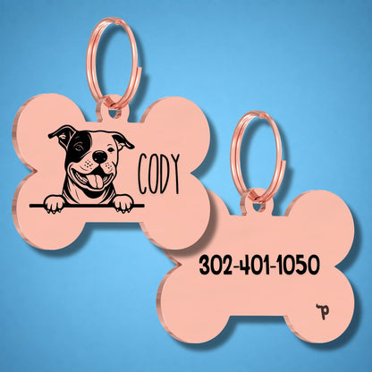 Breed Dog Tag - Staffordshire Bull Terrier Unique Dog Tag with Peek-a-Boo Portrait